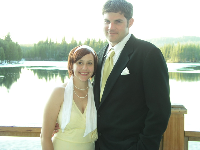 Josh and Flo, dressed for the wedding.
