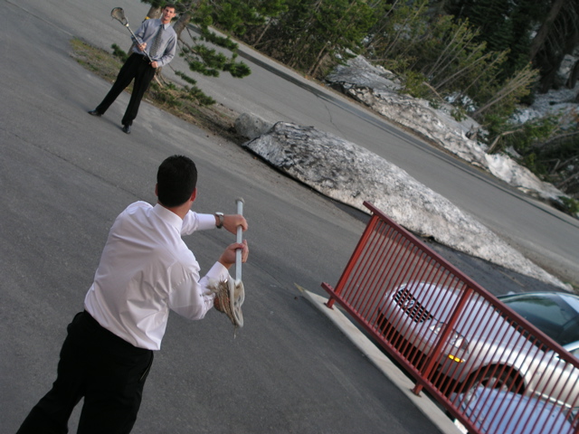 A little post-ceremony LaCrosse, shortly before the ball ended up in the lake