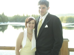 Josh and Flo, dressed for the wedding.